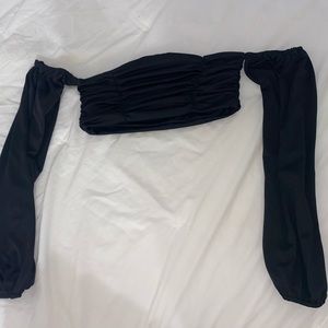Black SHEIN long sleeve top, over the shoulder sleeves. Size 4 (S)